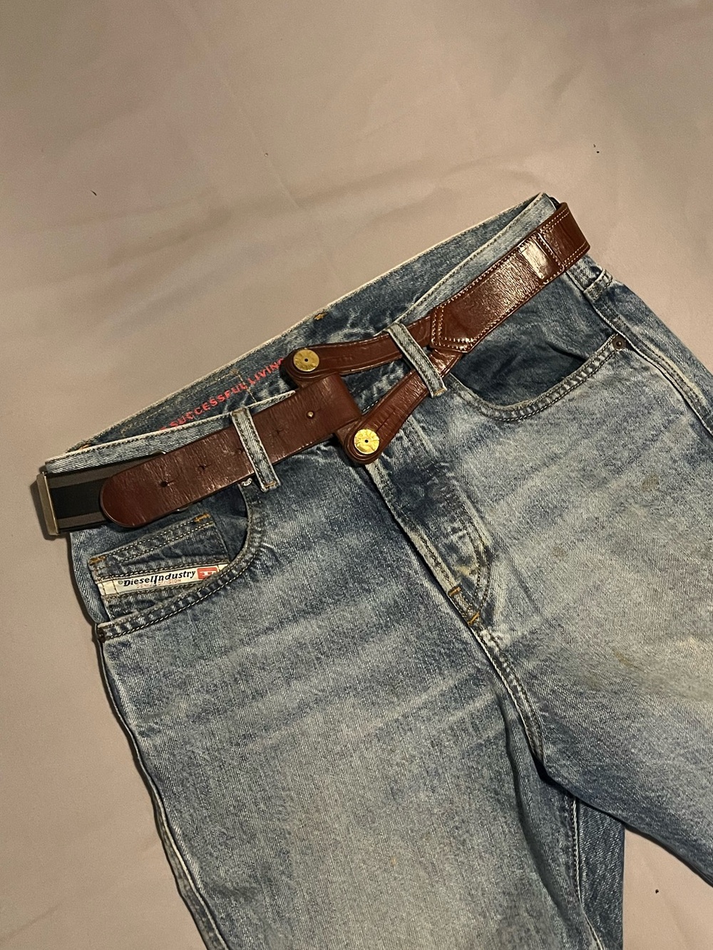 Diesel Rare Vintage Leather Belt Dead Stock 90cm, Made in Italy Y2K